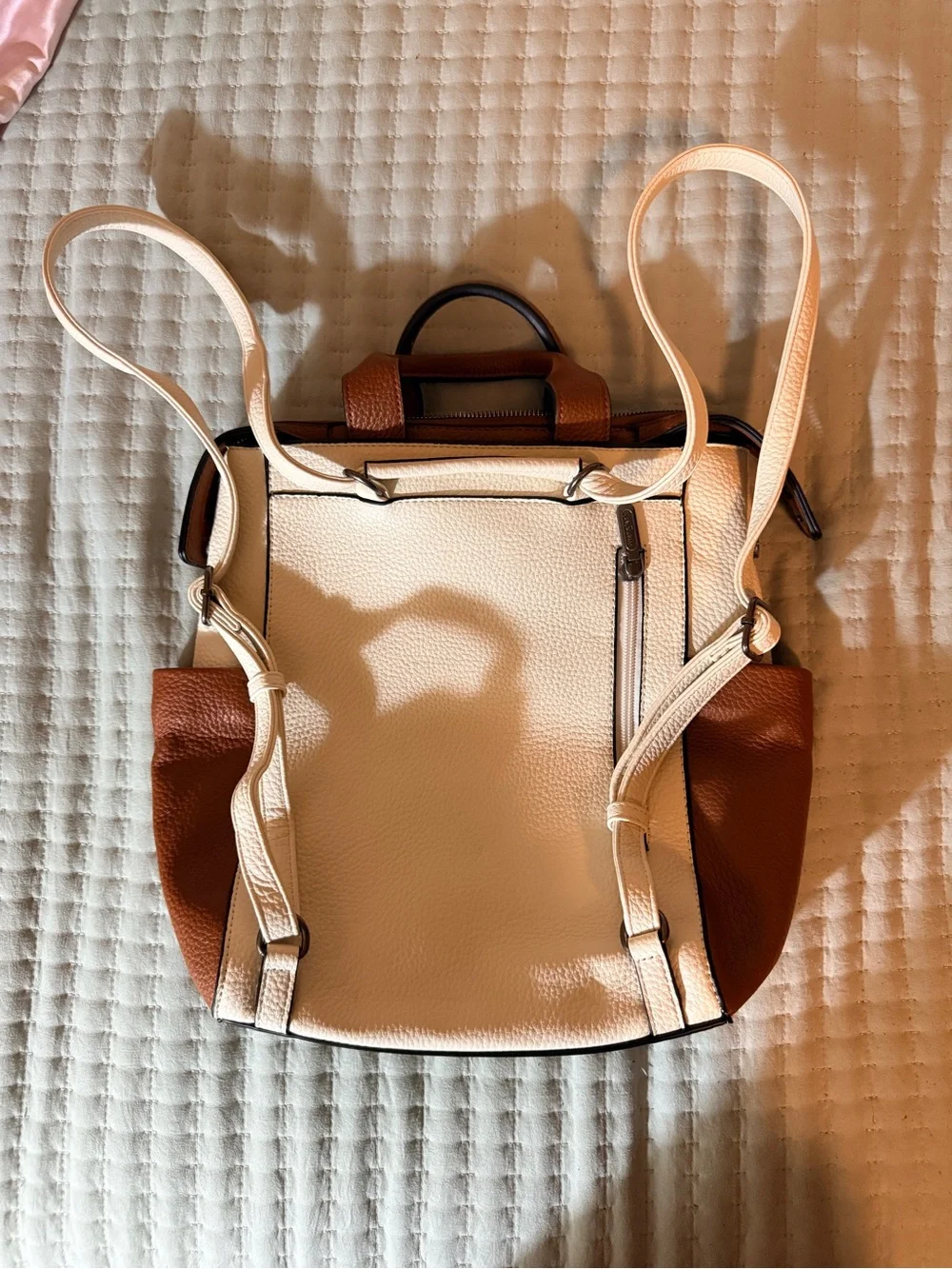 Wrangler Cream and Brown Two-Tone Backpack Tote